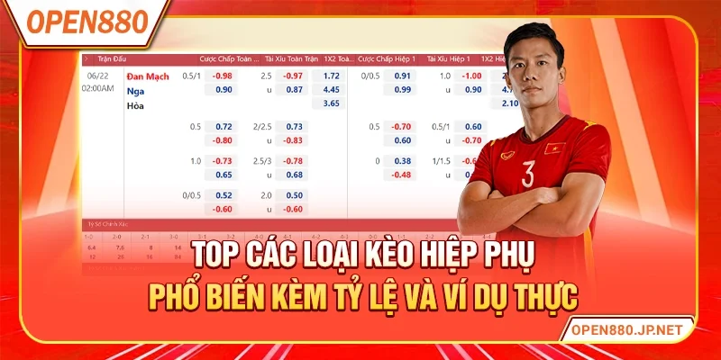 Top các loại kèo hiệp phụ phổ biến kèm tỷ lệ và ví dụ thực